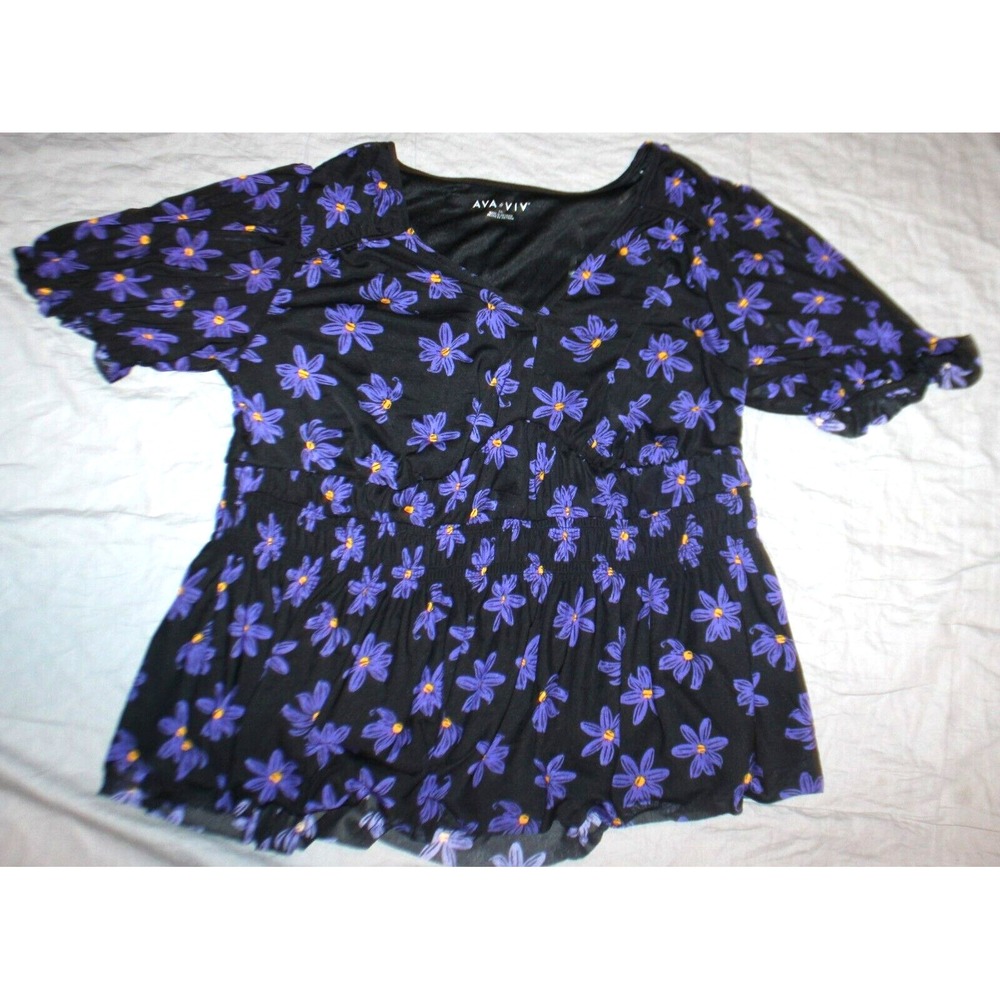 Women's Plus Size Balloon short Sleeve Blouse - Ava & Viv XXL (17)